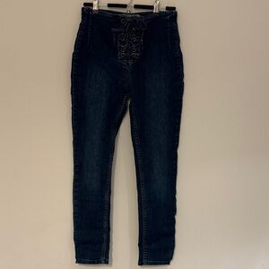 Free People High-Rise Lace-Up Dark Indigo Women's Jeans